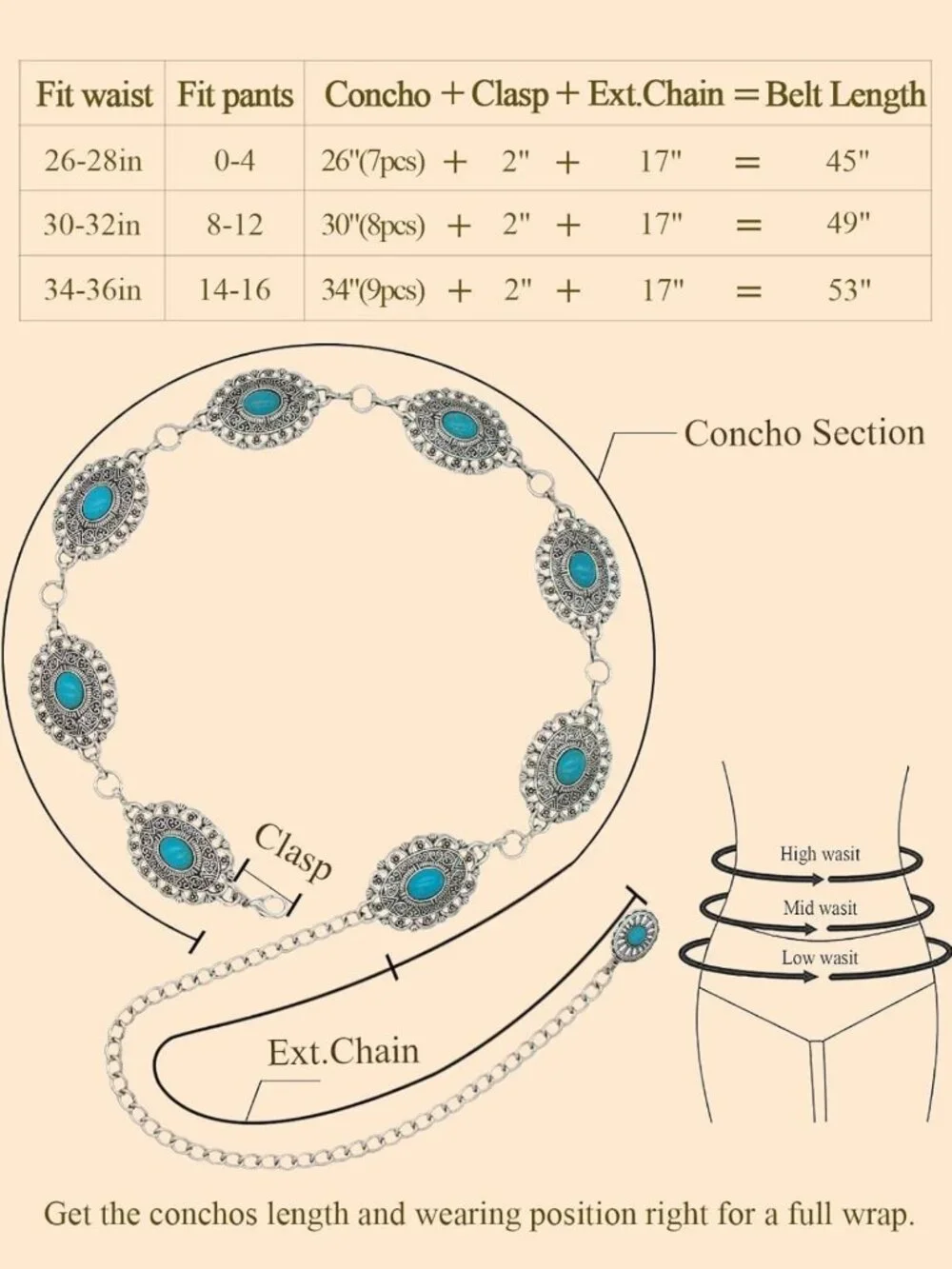 Stylish Western Metal Concho Belt for Women | Cowgirl Chain Accessory for